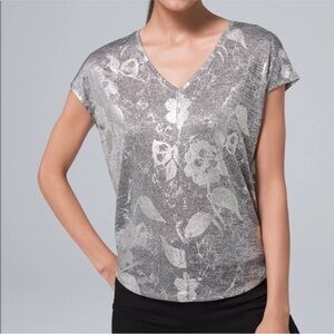 WHBM Classic Jetsetter Tee | WHITE HOUSE BLACK MARKET S NWT silver black flower